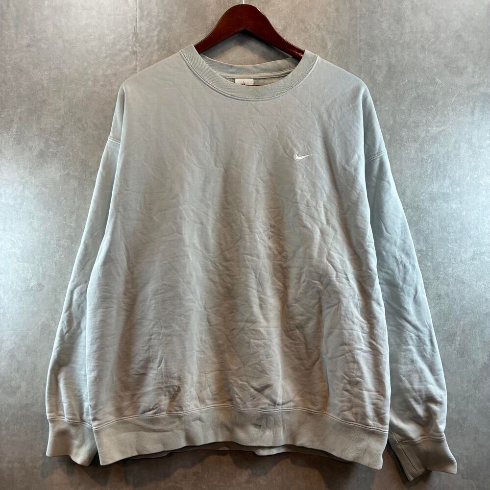 Nike Men's Grey and Blue Sweatshirt